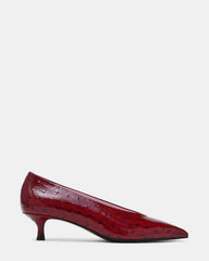 JAFFA Ostrich Dark Cherry Leather Pointed-Toe Women's Kitten Heel | Steve Madden