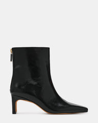 JAMIYAH Black Leather Square-Toe Women's Ankle Boot | Steve Madden