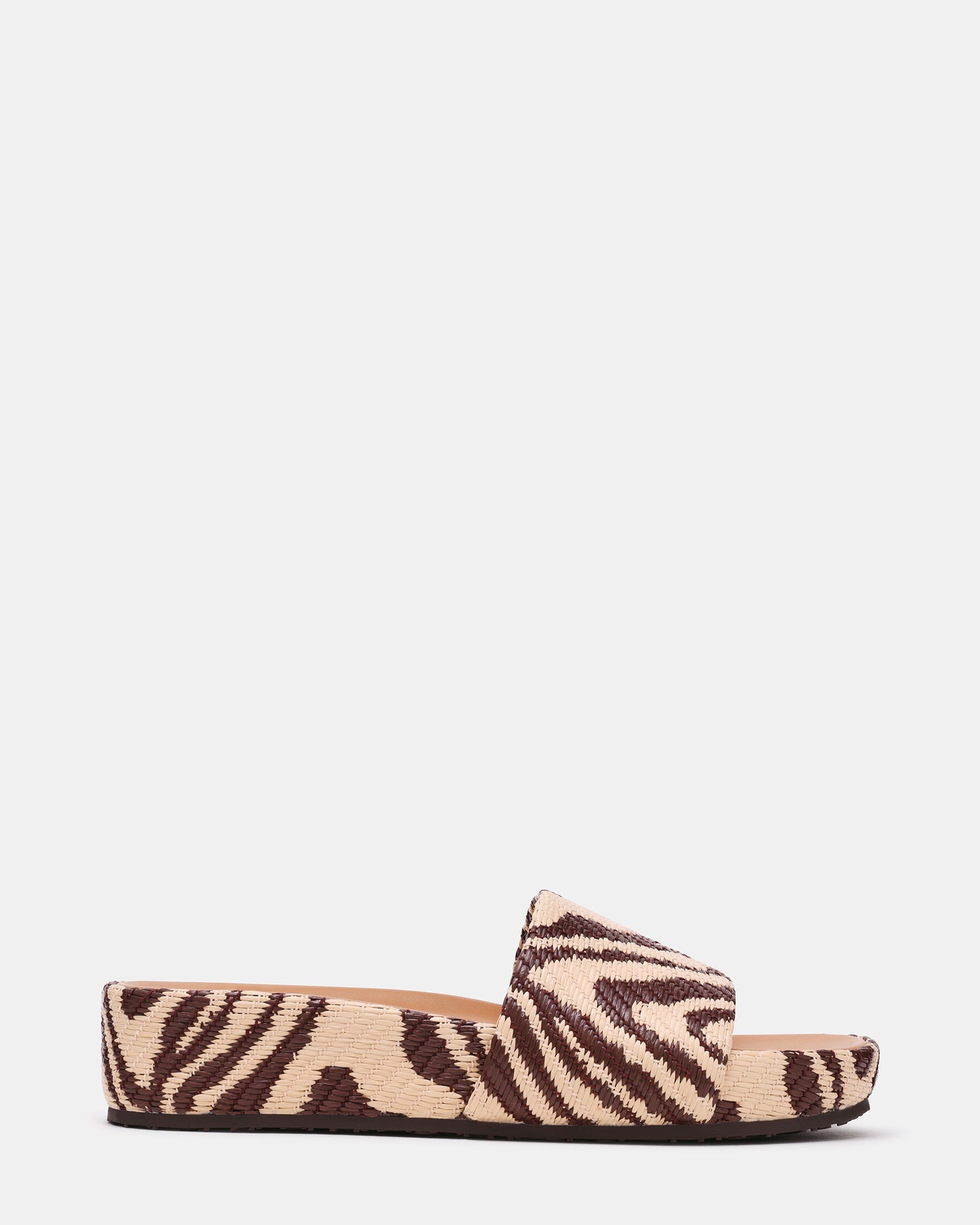 JEMMY Zebra Raffia Slide Footbed Flatform Platform Women's Sandal | Steve Madden
