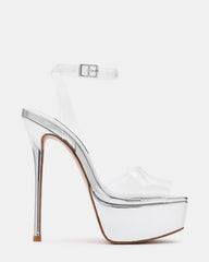 JEZZICA Clear Platform Stiletto Ankle Strap Women's Heel | Steve Madden