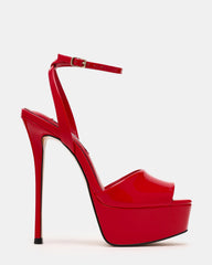 JEZZICA Red Patent Platform Stiletto Ankle Strap Women's Heel | Steve Madden