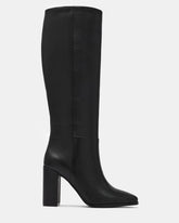 JOETTE Black Leather Knee-High Block Heel Women's Boot | Steve Madden