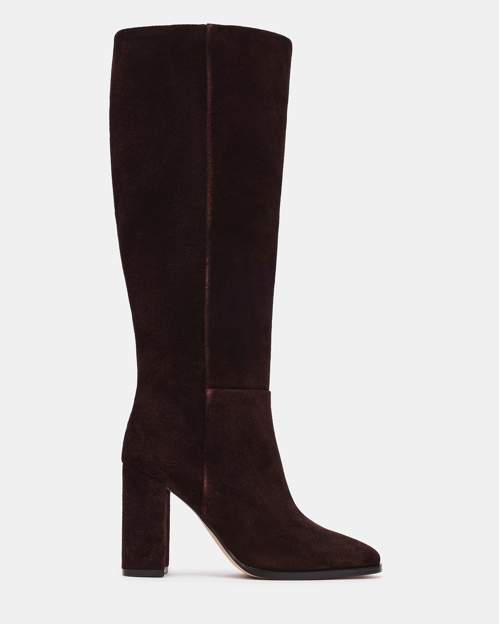 JOETTE Brown Suede Knee-High Block Heel Women's Boot | Steve Madden