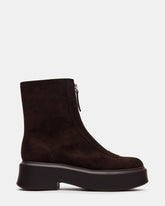 JONES Chocolate Brown Suede Zipper Lug Women's Ankle Boot | Steve Madden
