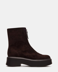 JONES Chocolate Brown Suede Zipper Lug Women's Ankle Boot | Steve Madden