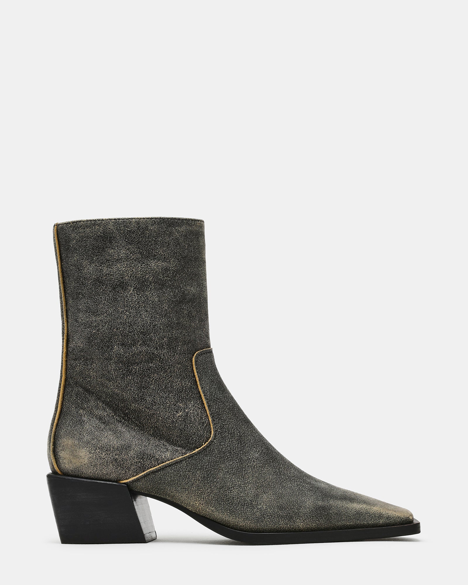 JUDSON Black Distressed Square-Toe Block Heel Women's Ankle Boot | Steve Madden
