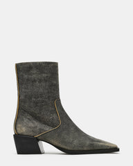 JUDSON Black Distressed Square-Toe Block Heel Women's Ankle Boot | Steve Madden