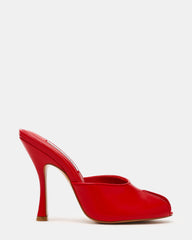 JULES Red Leather Peep Toe Mule Women's Heel | Steve Madden