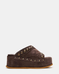 JULIUS Taupe Suede Studded Mule Platform Women's Sandal | Steve Madden