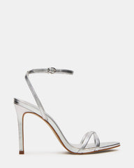 JYPSEY Silver Leather Strappy Stiletto Women's Heel | Steve Madden