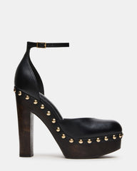 KAIA Black Leather Closed-Toe Women's Platform Heel | Steve Madden