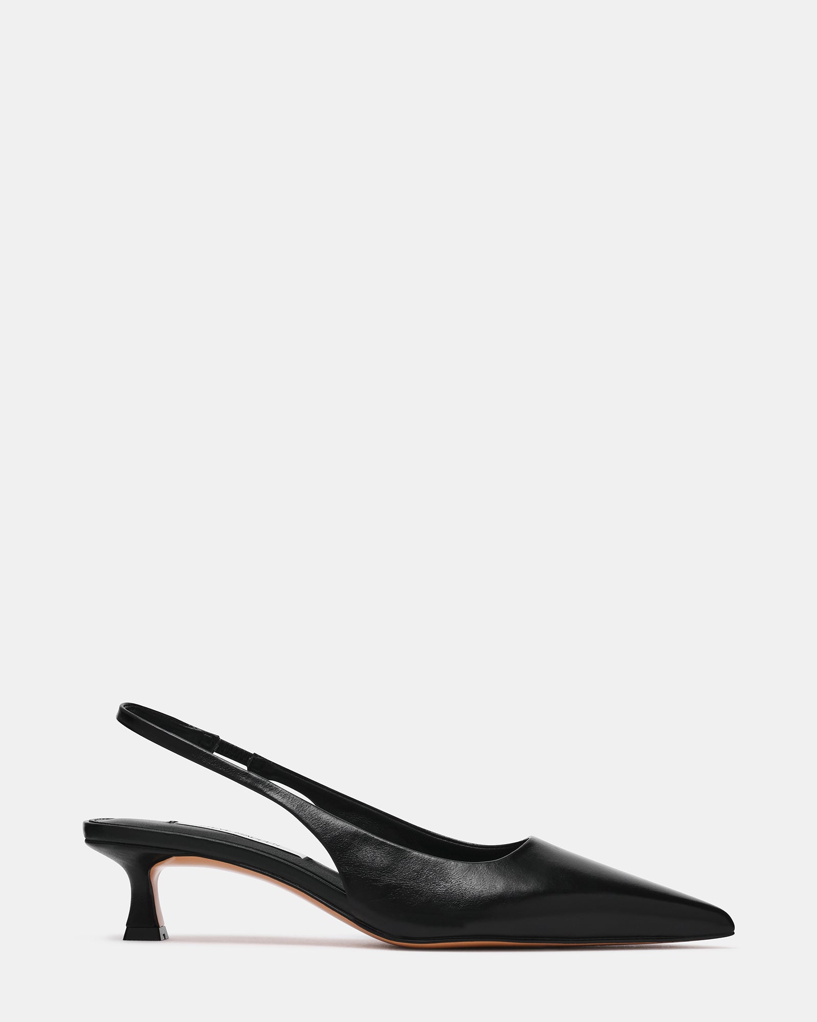 KATHY Black Leather Slingback Pointed-Toe Women's Kitten Heel | Steve Madden