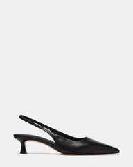 KATHY Black Leather Slingback Pointed-Toe Women's Kitten Heel | Steve Madden