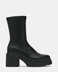 KEELA Black Lug Platform Block Heel Women's Ankle Boot | Steve Madden