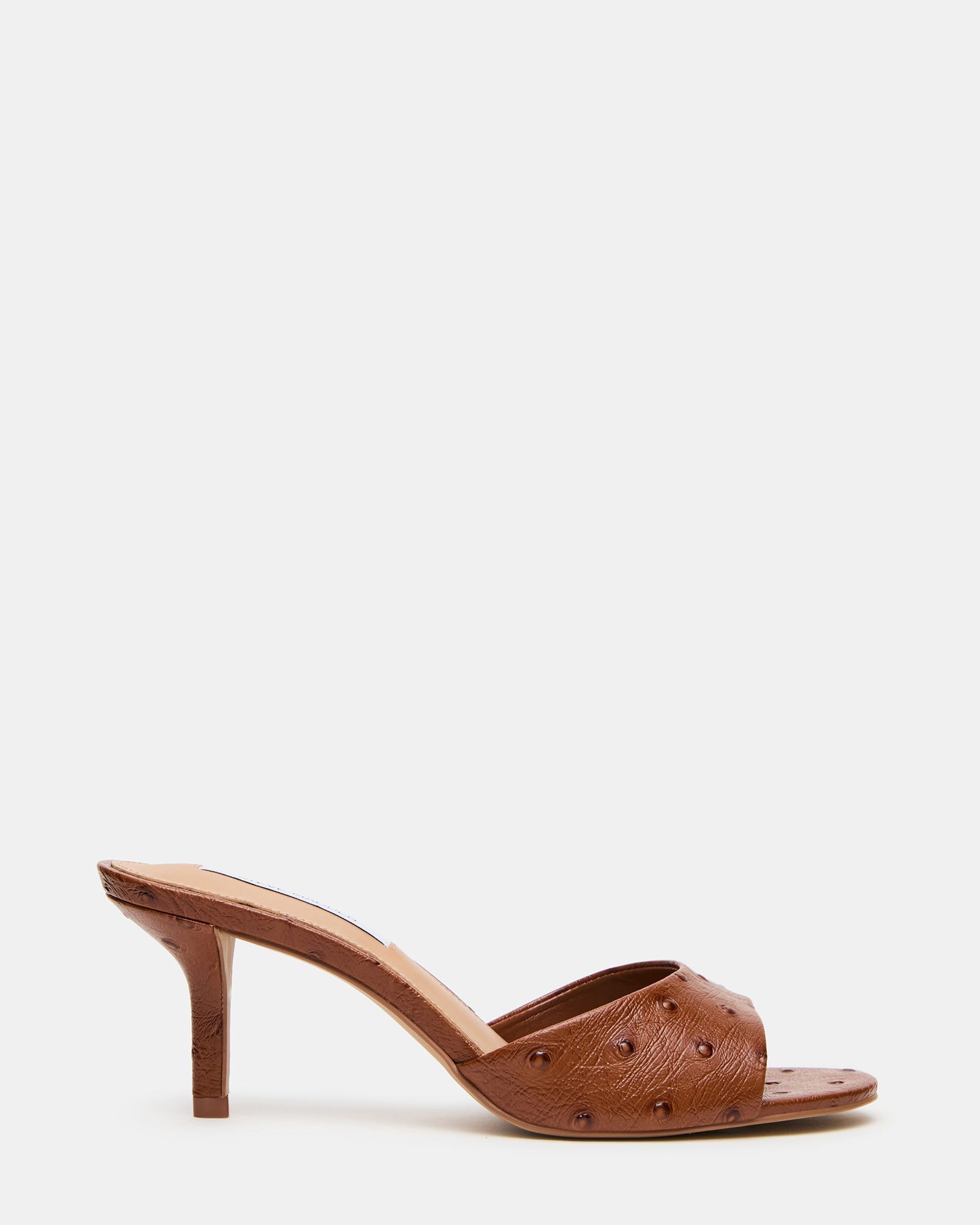 KENDRIX Ostrich Cognac Women's Mule Heel | Steve Madden