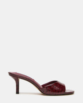 KENDRIX Ostrich Dark Cherry Leather Women's Mule Heel | Steve Madden
