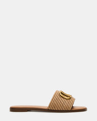 KORA Natural Raffia Gold Detail Slide Women's Sandal | Steve Madden