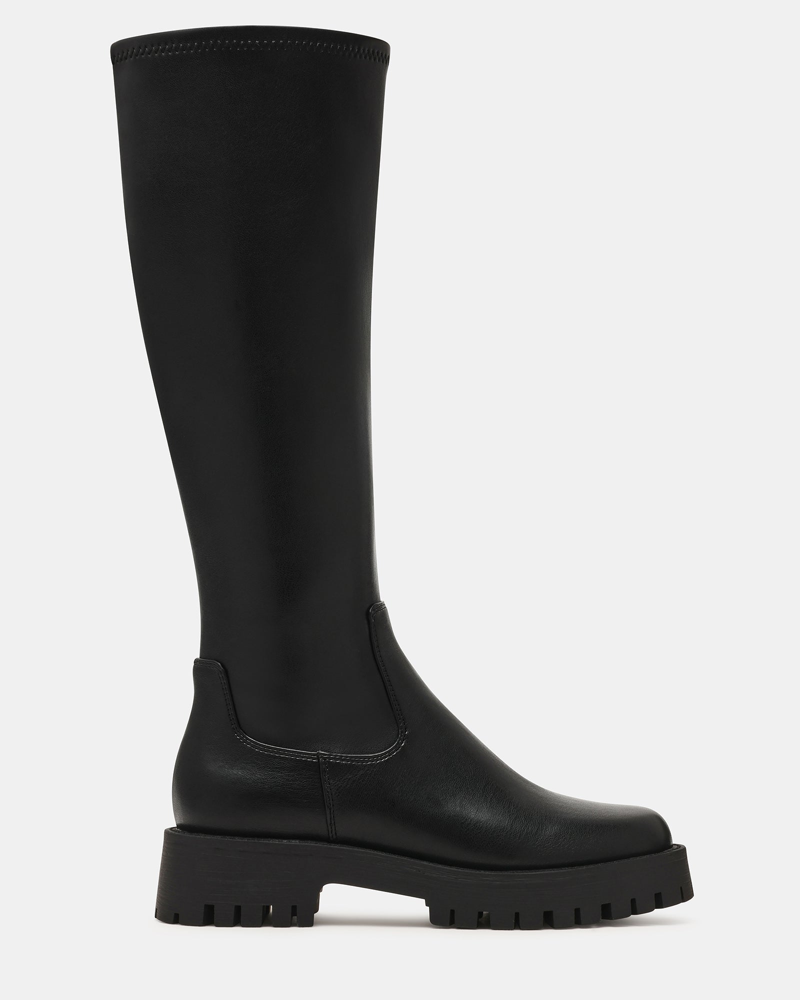 LABELLE Black Wide Calf Knee-High Lug Platform Women's Boot | Steve Madden