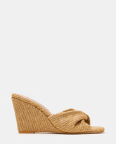 LAELIA Natural Raffia Mule Wedge Square-Toe Women's Sandal | Steve Madden