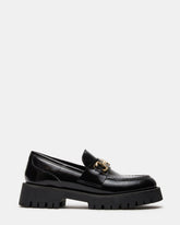 LANDO Black Leather Lug Women's Loafer | Steve Madden