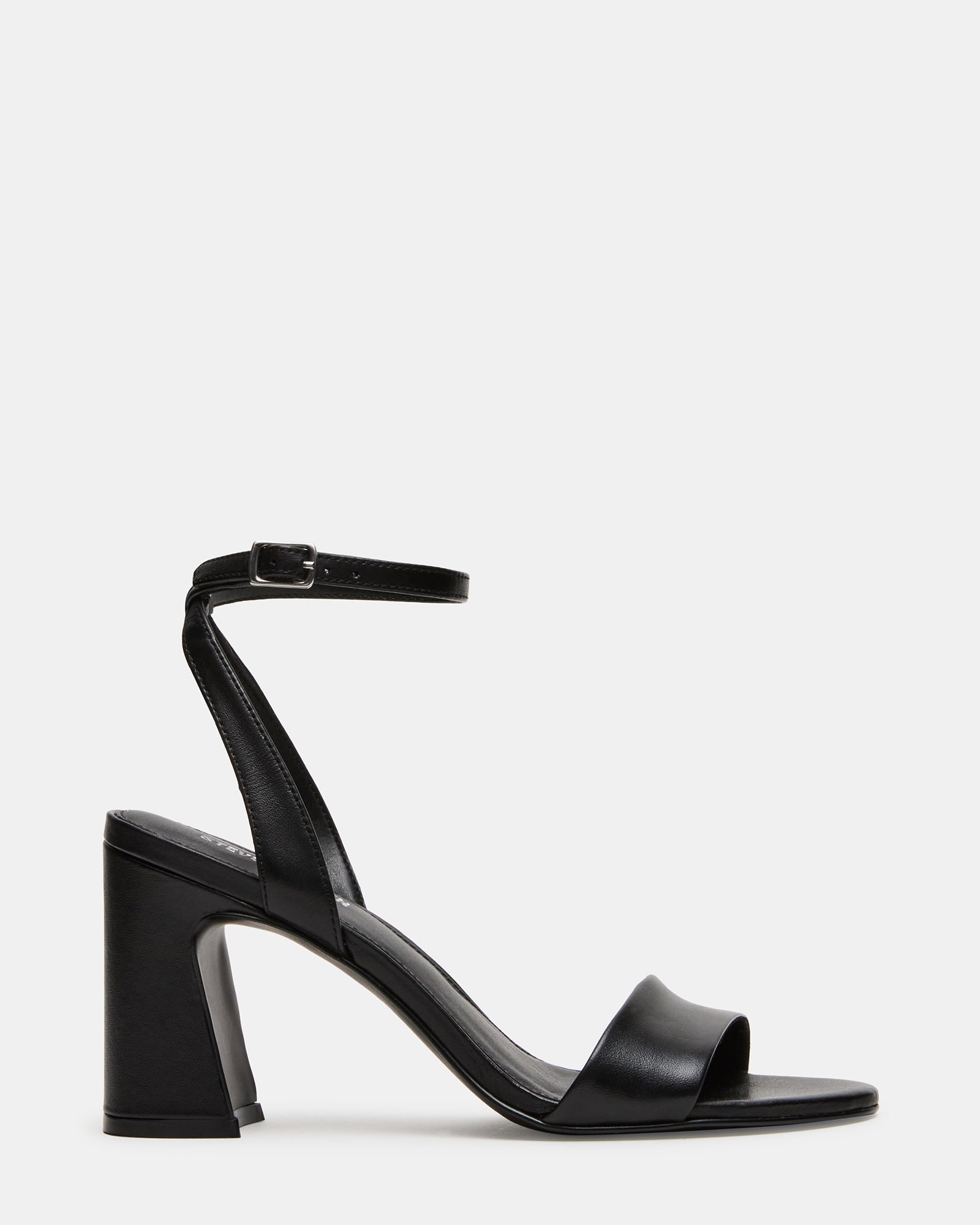LARAH Black Leather Rounded Toe Block Heel Women's Heel | Steve Madden