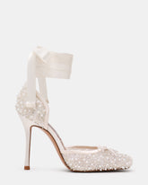LARINA Embellished Ivory Square-Toe Stiletto Pump Lace-Up Women's Heel | Steve Madden