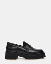 LAYKEN Black Leather Platform Lug Women's Loafer | Steve Madden