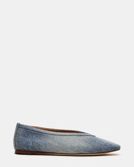 LENI Denim Fabric Square-Toe Ballet Women's Flat | Steve Madden