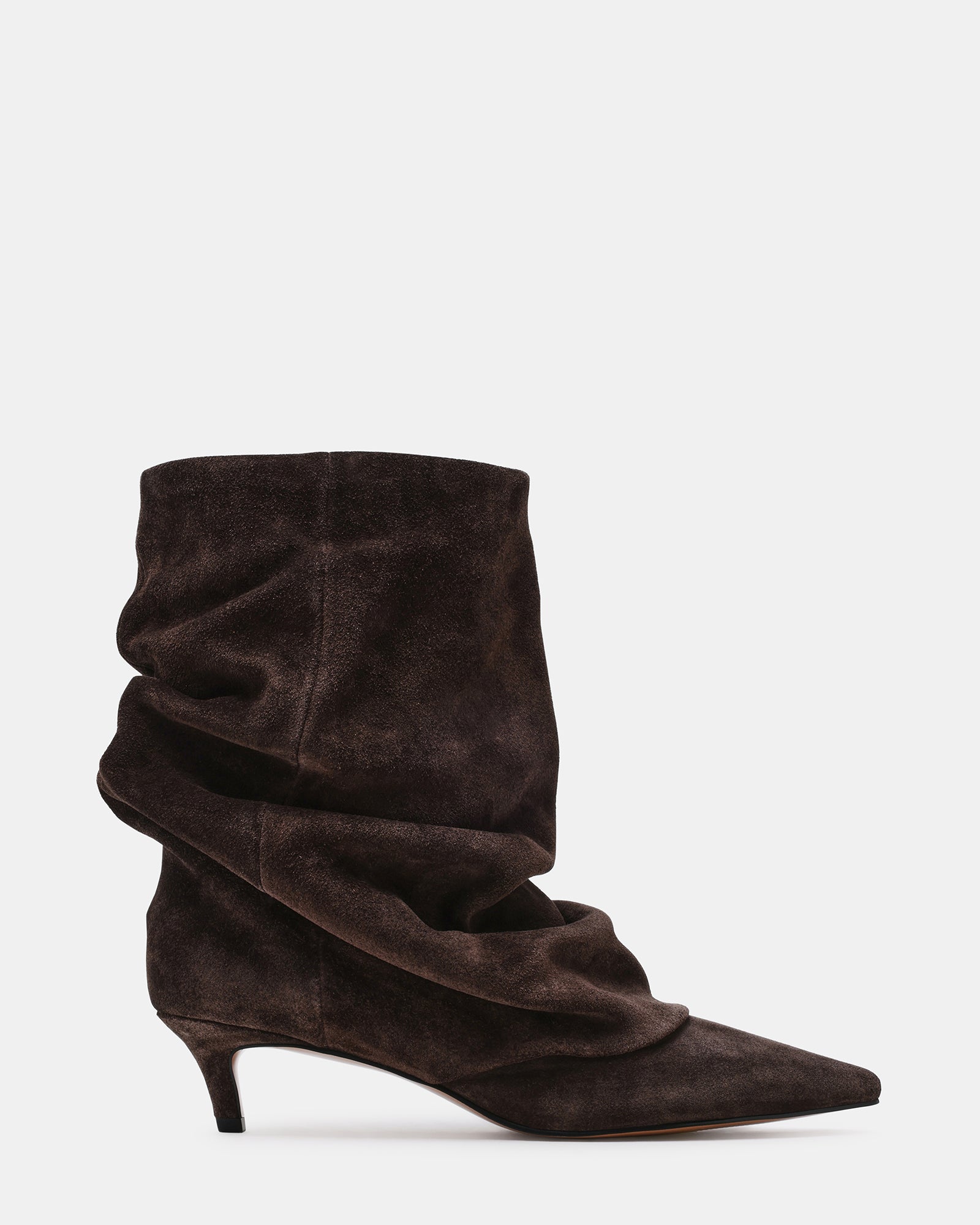 LENNOX Brown Suede Pointed-Toe Fold-Over Women's Ankle Boot | Steve Madden