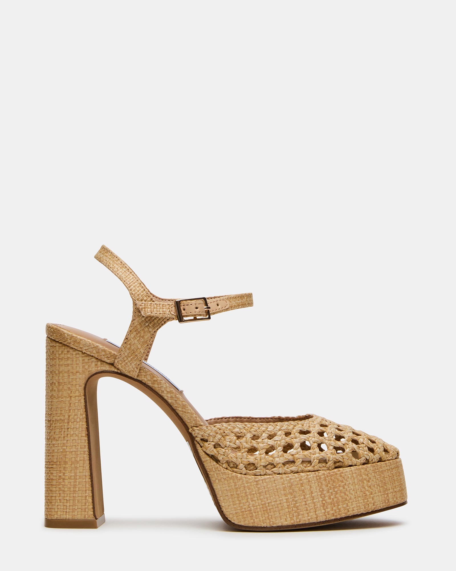 LEXIE Raffia Natural Woven Platform Women's Block Heel | Steve Madden