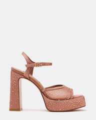 LIANDRA Mocha Rhinestones Square-Toe Platform Women's Heel | Steve Madden
