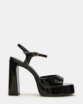 LIANDRA Black Patent Women's Platform Square-Toe Strappy Heel | Steve Madden