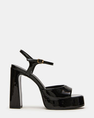LIANDRA Black Patent Women's Platform Square-Toe Strappy Heel | Steve Madden