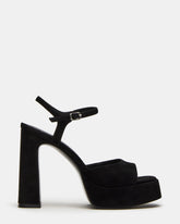 LINADRA Black Suede Women's Platform Square-Toe Strappy Heel | Steve Madden