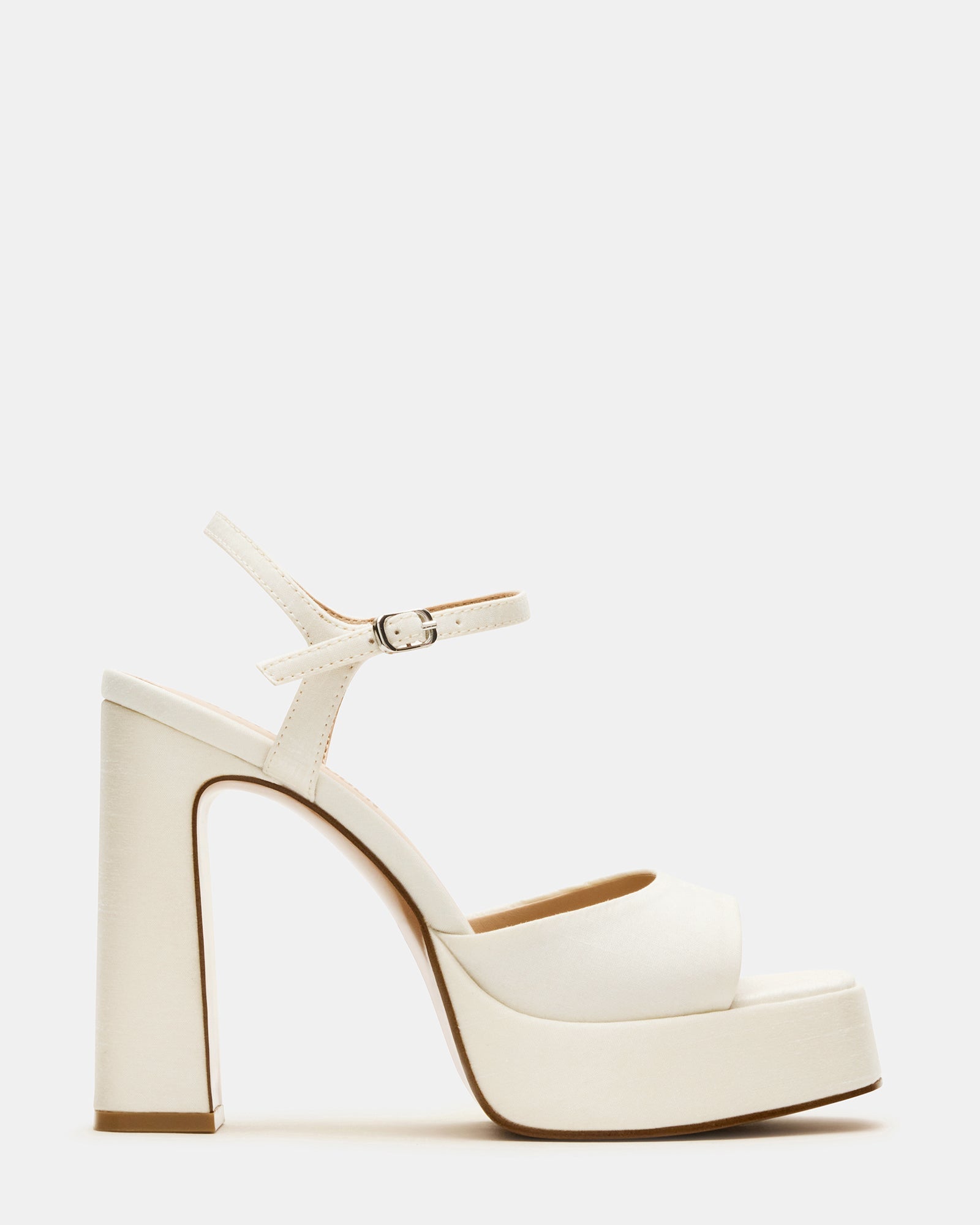 LIANDRA Ivory Satin Women's Platform Square-Toe Strappy Heel | Steve Madden
