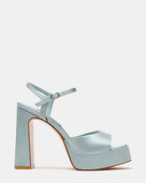 LIANDRA Teal Satin Square-Toe Platform Women's Heel | Steve Madden