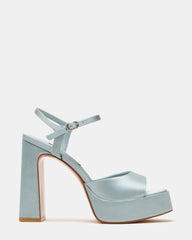 LIANDRA Teal Satin Square-Toe Platform Women's Heel | Steve Madden