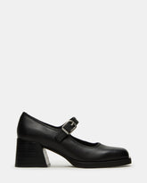 LISBON Black Leather Square-Toe Mary Jane Women's Loafer | Steve Madden