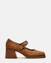LISBON Chestnut Suede Square-Toe Mary Jane Women's Loafer | Steve Madden