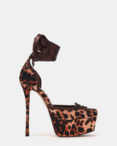 LISTEN Leopard Satin Stiletto Pump Lace-Up Women's Heel | Steve Madden