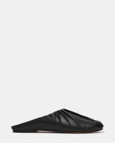 LOOM Black Leather Mule Slip-On Pleated Women's Flat | Steve Madden