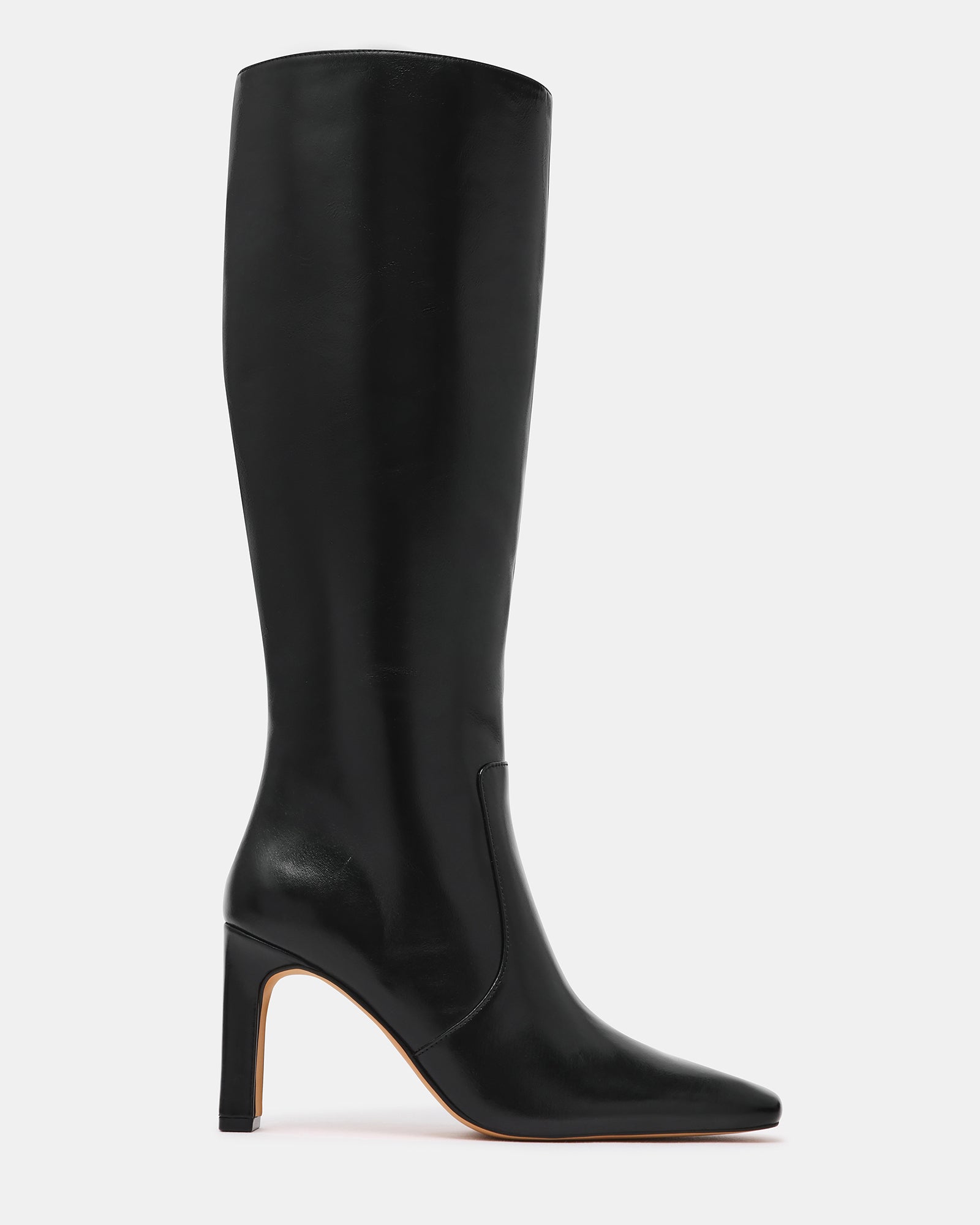 LOVELIES Black Leather Square-Toe Knee-High Women's Boot | Steve Madden