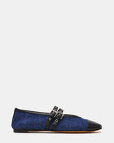 LYDIA Cap Black Denim Mary Jane Ballet Women's Flat | Steve Madden