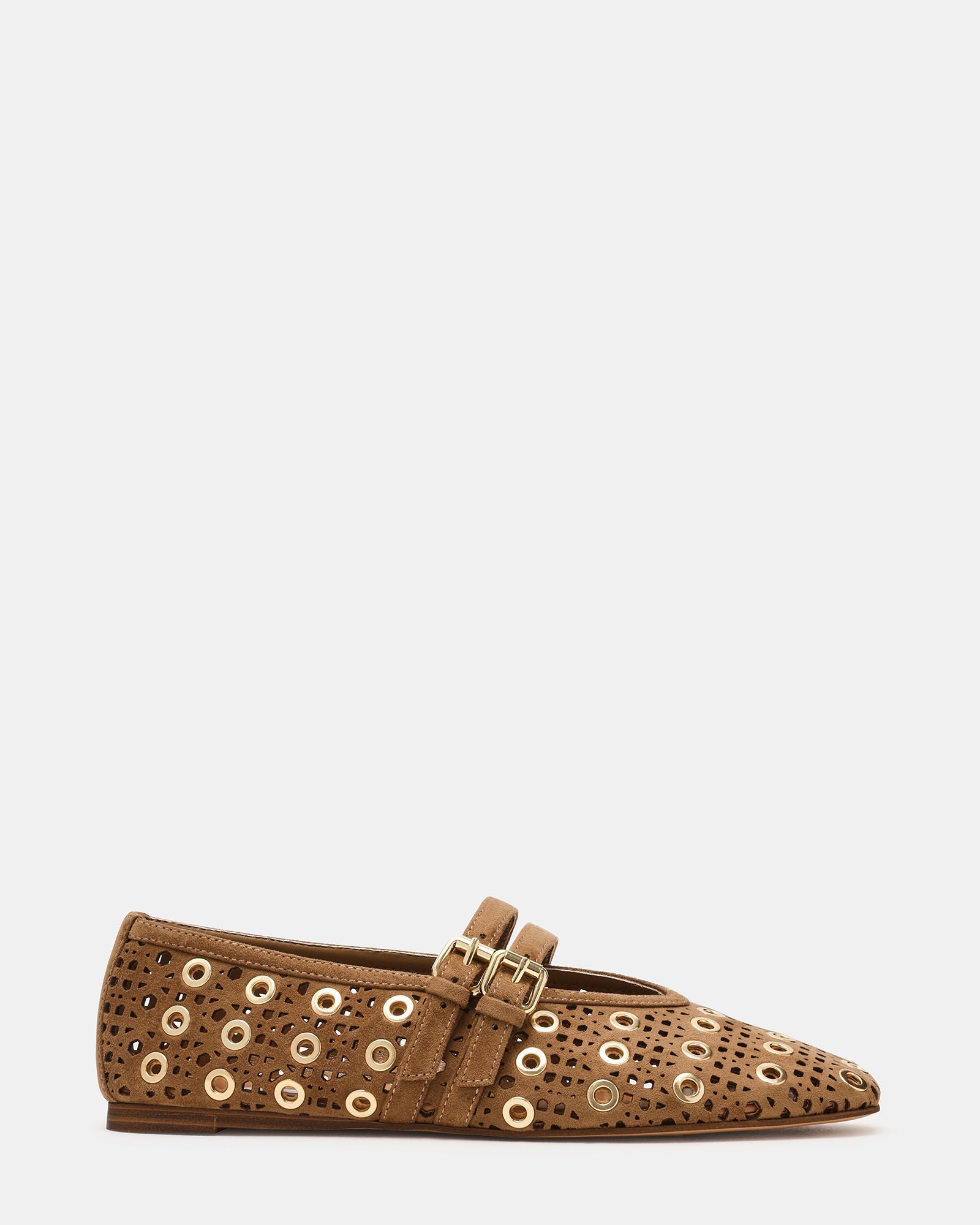 LYDIA Perforated Taupe Mary Jane Ballet Women's Flat | Steve Madden