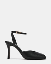 LYSANDRA Black Leather Peep Toe Women's Heel | Steve Madden