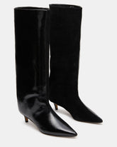 LYSARA Black Multi Two-Tone Pointed-Toe Knee-High Women's Boot | Steve Madden