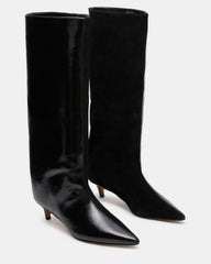 LYSARA Black Multi Two-Tone Pointed-Toe Knee-High Women's Boot | Steve Madden