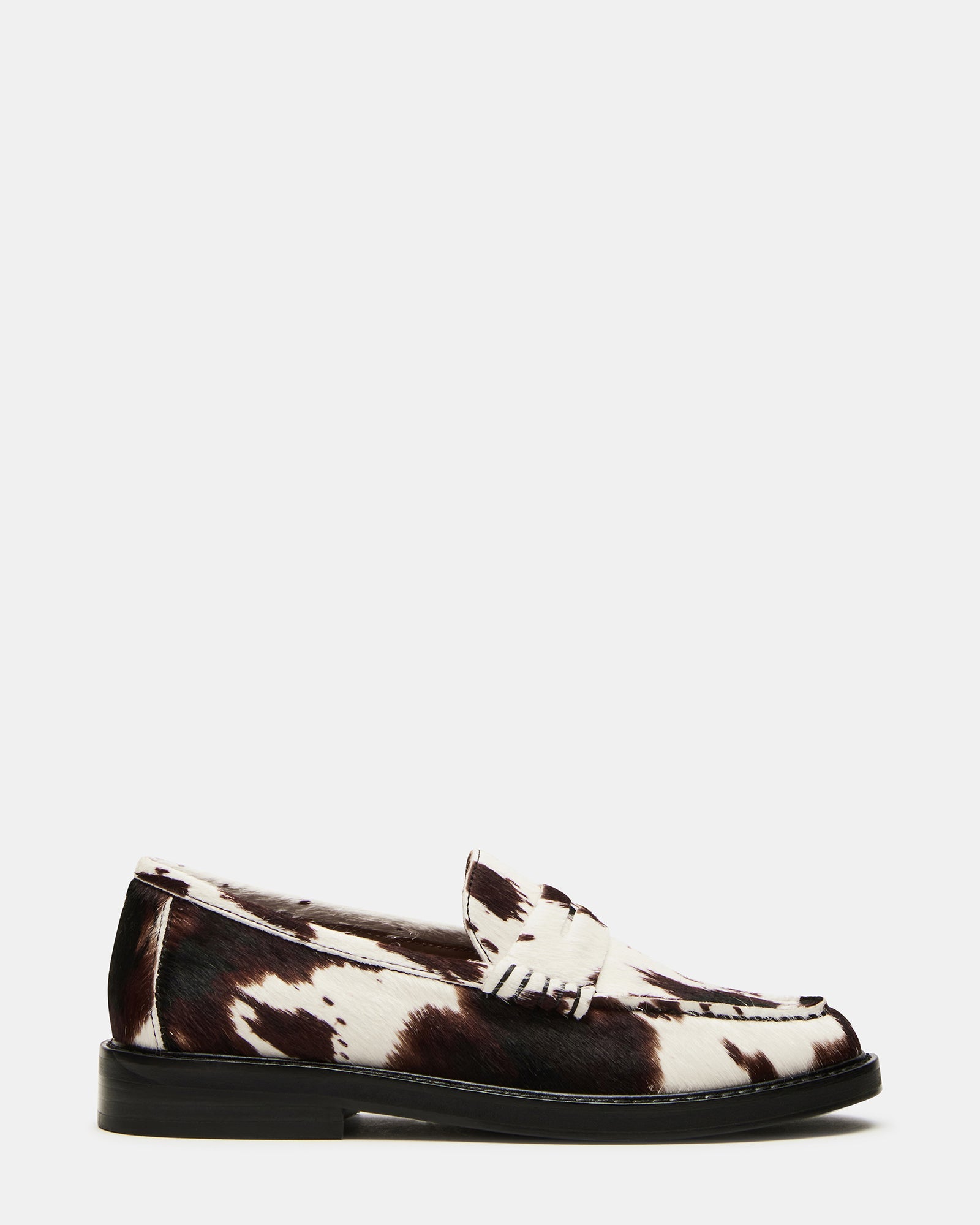 MADISON Brown Cow Print Women's Penny Loafer | Steve Madden