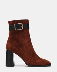 MANDA Hickory Suede Buckle Square-Toe Women's Ankle Boot | Steve Madden