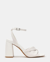 MANDY White Leather Square-Toe Women's Block Heel | Steve Madden